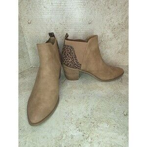 Dolce Vita Frilli Ankle Booties Women Sz 7 Leopard Print Block Heel Dress Boots